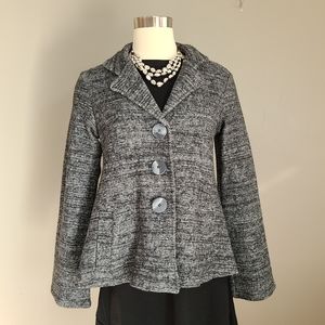 Robert Kitchen Canada Charcoal Grey Woven Knit A-Line Jacket Size Small
